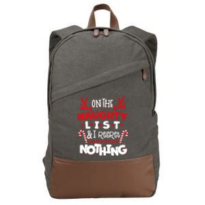 On The Naughty List I Regret Nothing Cotton Canvas Backpack