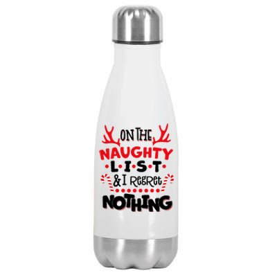 On The Naughty List I Regret Nothing Stainless Steel Insulated Water Bottle