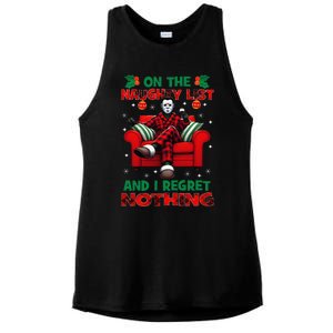 On The Naughty List And I Regret Nothing Horror Christmas Ladies PosiCharge Tri-Blend Wicking Tank