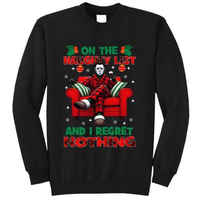 On The Naughty List And I Regret Nothing Horror Christmas Sweatshirt