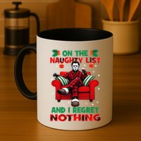 On The Naughty List And I Regret Nothing Horror Christmas Mug
