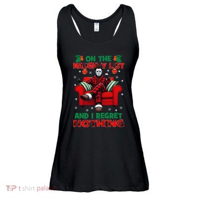 On The Naughty List And I Regret Nothing Horror Christmas Ladies Essential Flowy Tank