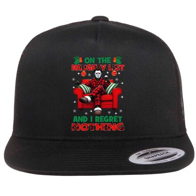 On The Naughty List And I Regret Nothing Horror Christmas Flatbill Hat
