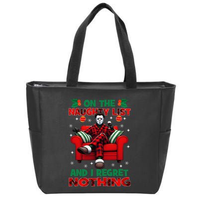 On The Naughty List And I Regret Nothing Horror Christmas Zip Tote Bag