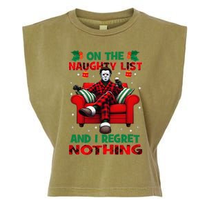 On The Naughty List And I Regret Nothing Horror Christmas Garment-Dyed Women's Muscle Tee