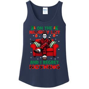 On The Naughty List And I Regret Nothing Horror Christmas Ladies Essential Tank