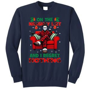 On The Naughty List And I Regret Nothing Horror Christmas Tall Sweatshirt