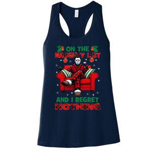 On The Naughty List And I Regret Nothing Horror Christmas Women's Racerback Tank