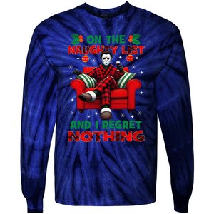 On The Naughty List And I Regret Nothing Horror Christmas Tie-Dye Long Sleeve Shirt