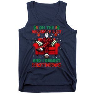 On The Naughty List And I Regret Nothing Horror Christmas Tank Top