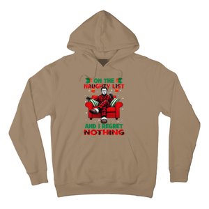 On The Naughty List And I Regret Nothing Horror Christmas Hoodie