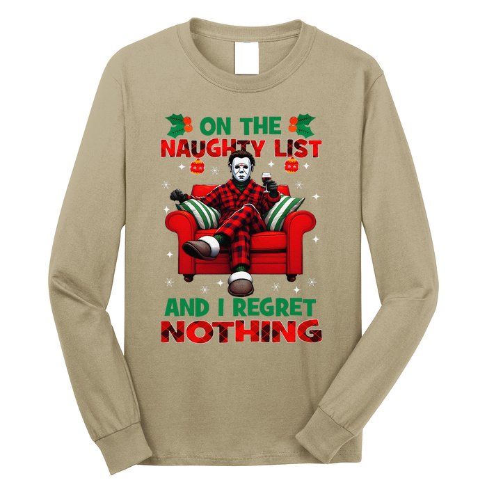 On The Naughty List And I Regret Nothing Horror Christmas Long Sleeve Shirt