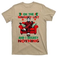 On The Naughty List And I Regret Nothing Horror Christmas T-Shirt