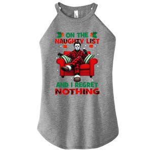 On The Naughty List And I Regret Nothing Horror Christmas Women's Perfect Tri Rocker Tank