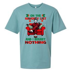 On The Naughty List And I Regret Nothing Horror Christmas Sueded Cloud Jersey T-Shirt