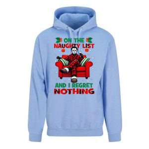 On The Naughty List And I Regret Nothing Horror Christmas Unisex Surf Hoodie