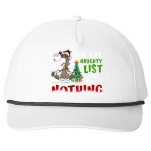 On The Naughty List And I Regret Nothing Horse Christmas Gift Snapback Five-Panel Rope Hat