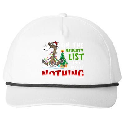 On The Naughty List And I Regret Nothing Horse Christmas Gift Snapback Five-Panel Rope Hat