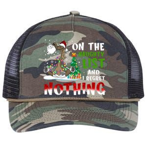 On The Naughty List And I Regret Nothing Horse Christmas Gift Retro Rope Trucker Hat Cap