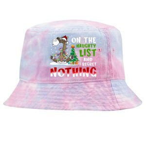 On The Naughty List And I Regret Nothing Horse Christmas Gift Tie-Dyed Bucket Hat