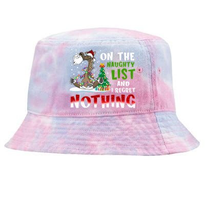 On The Naughty List And I Regret Nothing Horse Christmas Gift Tie-Dyed Bucket Hat