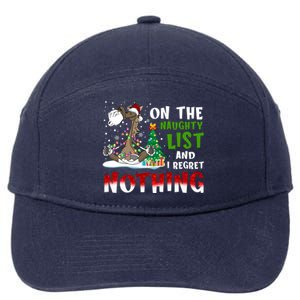 On The Naughty List And I Regret Nothing Horse Christmas Gift 7-Panel Snapback Hat