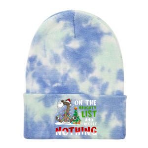 On The Naughty List And I Regret Nothing Horse Christmas Gift Tie Dye 12in Knit Beanie