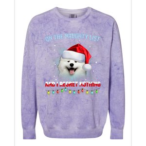 On The Naughty List And I Regret Nothing Samoyed Christmas Colorblast Crewneck Sweatshirt