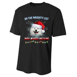 On The Naughty List And I Regret Nothing Samoyed Christmas Performance Sprint T-Shirt