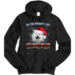 On The Naughty List And I Regret Nothing Samoyed Christmas Tie Dye Hoodie