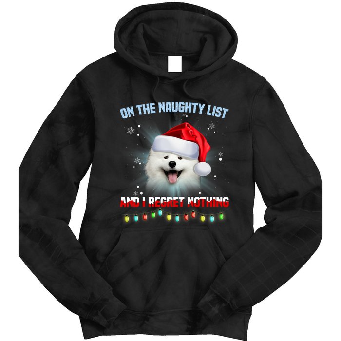 On The Naughty List And I Regret Nothing Samoyed Christmas Tie Dye Hoodie