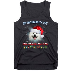 On The Naughty List And I Regret Nothing Samoyed Christmas Tank Top