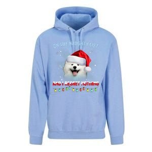 On The Naughty List And I Regret Nothing Samoyed Christmas Unisex Surf Hoodie