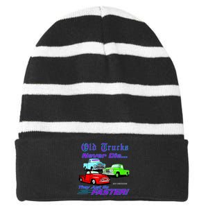 Old Trucks Never Die They Just Go Faster Striped Beanie with Solid Band