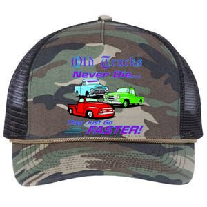 Old Trucks Never Die They Just Go Faster Retro Rope Trucker Hat Cap