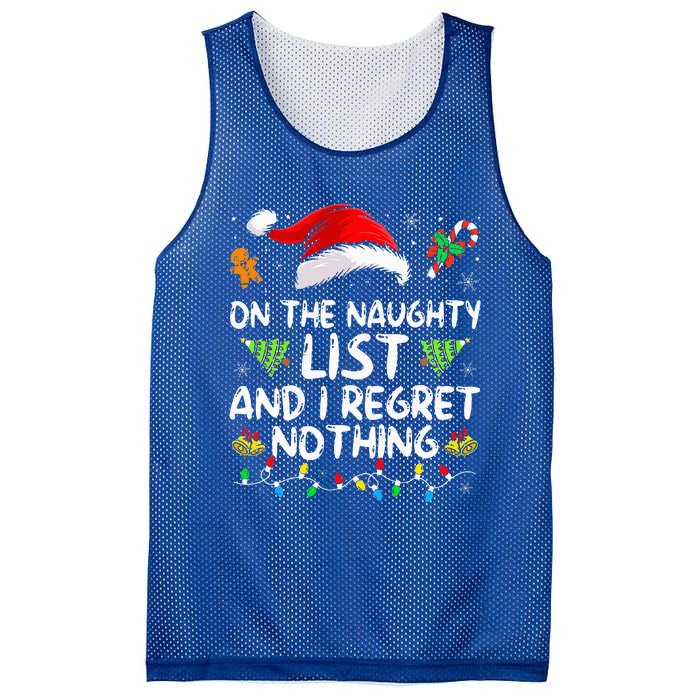 On The Naughty List And I Regret Nothing Funny Xmas  Mesh Reversible Basketball Jersey Tank