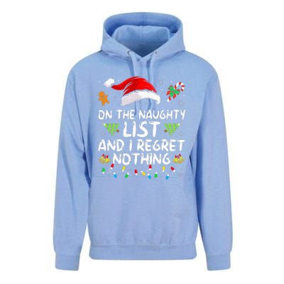 On The Naughty List And I Regret Nothing Funny Xmas  Unisex Surf Hoodie