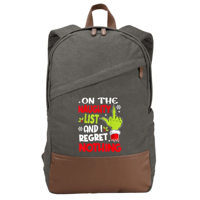 On The Naughty List And I Regret Nothing Cotton Canvas Backpack