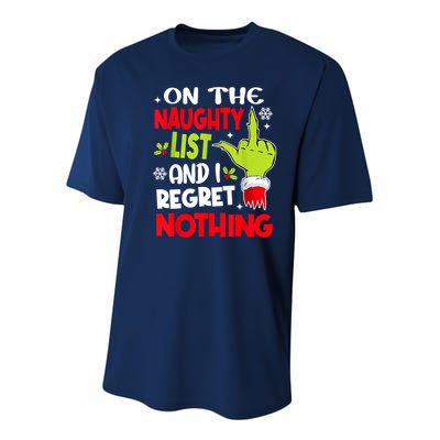 On The Naughty List And I Regret Nothing Youth Performance Sprint T-Shirt