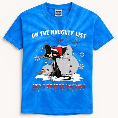 On The Naughty List And I Regret Nothing Gift Kids Tie-Dye T-Shirt