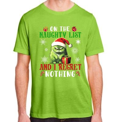 On The Naughty List And I Regret Nothing Cat Christmas Lover Adult ChromaSoft Performance T-Shirt