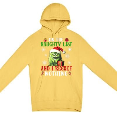 On The Naughty List And I Regret Nothing Cat Christmas Lover Premium Pullover Hoodie