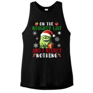 On The Naughty List And I Regret Nothing Cat Christmas Lover Ladies PosiCharge Tri-Blend Wicking Tank