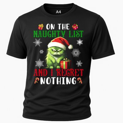 On The Naughty List And I Regret Nothing Cat Christmas Lover Cooling Performance Crew T-Shirt