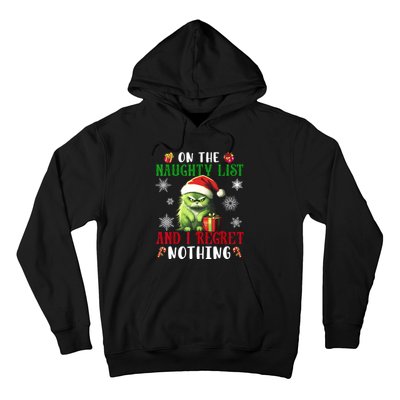 On The Naughty List And I Regret Nothing Cat Christmas Lover Hoodie