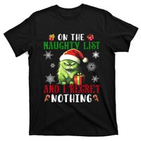 On The Naughty List And I Regret Nothing Cat Christmas Lover T-Shirt