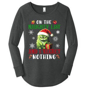 On The Naughty List And I Regret Nothing Cat Christmas Lover Women's Perfect Tri Tunic Long Sleeve Shirt