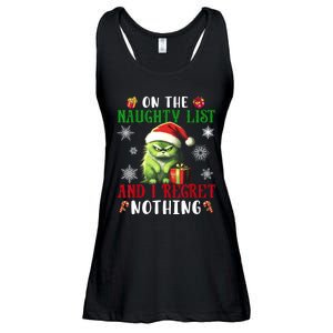 On The Naughty List And I Regret Nothing Cat Christmas Lover Ladies Essential Flowy Tank