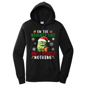 On The Naughty List And I Regret Nothing Cat Christmas Lover Women's Pullover Hoodie