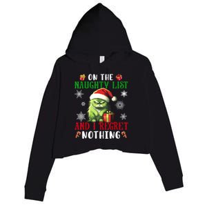 On The Naughty List And I Regret Nothing Cat Christmas Lover Crop Fleece Hoodie